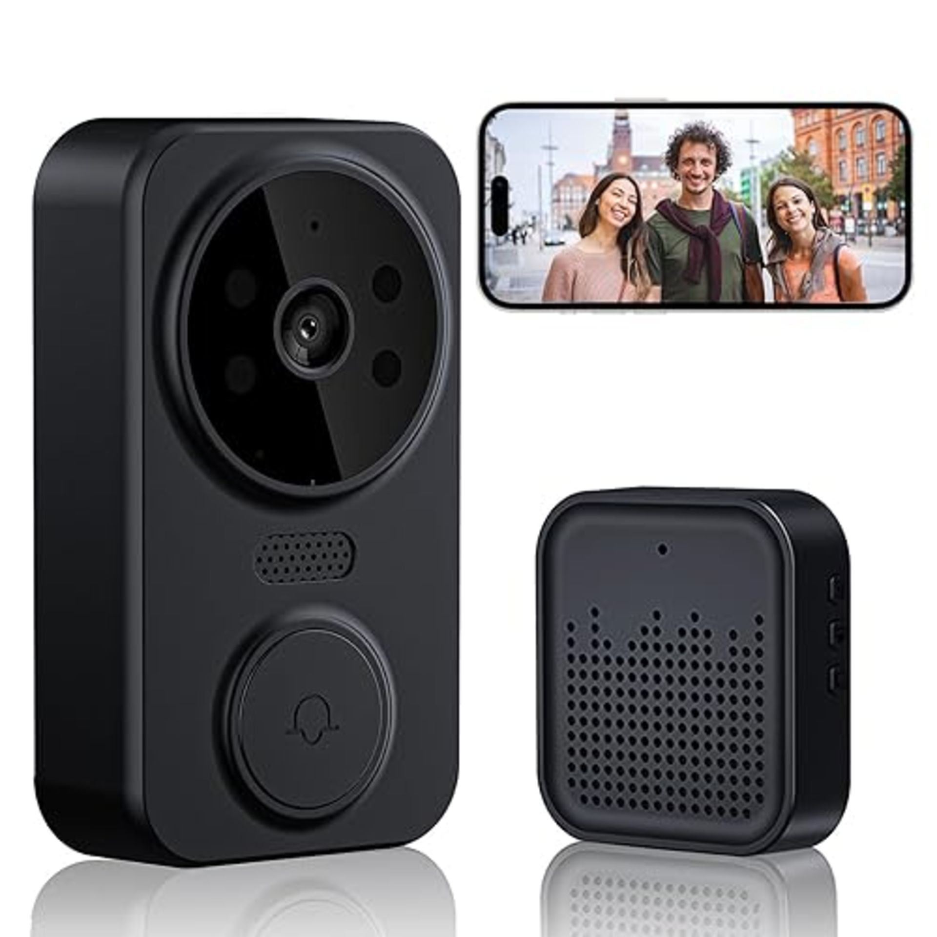 WASHLA Wireless Doorbell Camera,Ring Doorbell Wireless 2-Way Audio, Motion Detection, Night VisionW