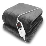 Purus Electric Heated Throw Blanket 160 x 120cm, Machine Washable Soft Fleece Overblanket with Time