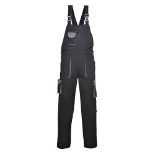 Portwest TX12 Men's Texo Contrast Bib and Brace Work Overalls Black, M