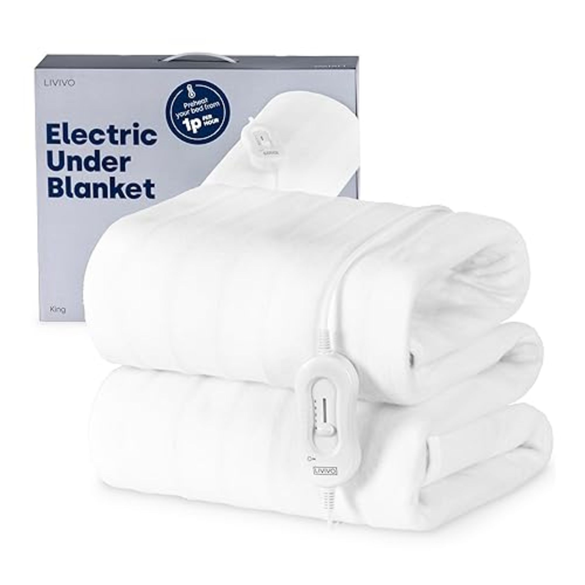 LIVIVO Electric Under Blanket - Heated Underblanket with 3 Heat Settings, Detachable Control, Ultra