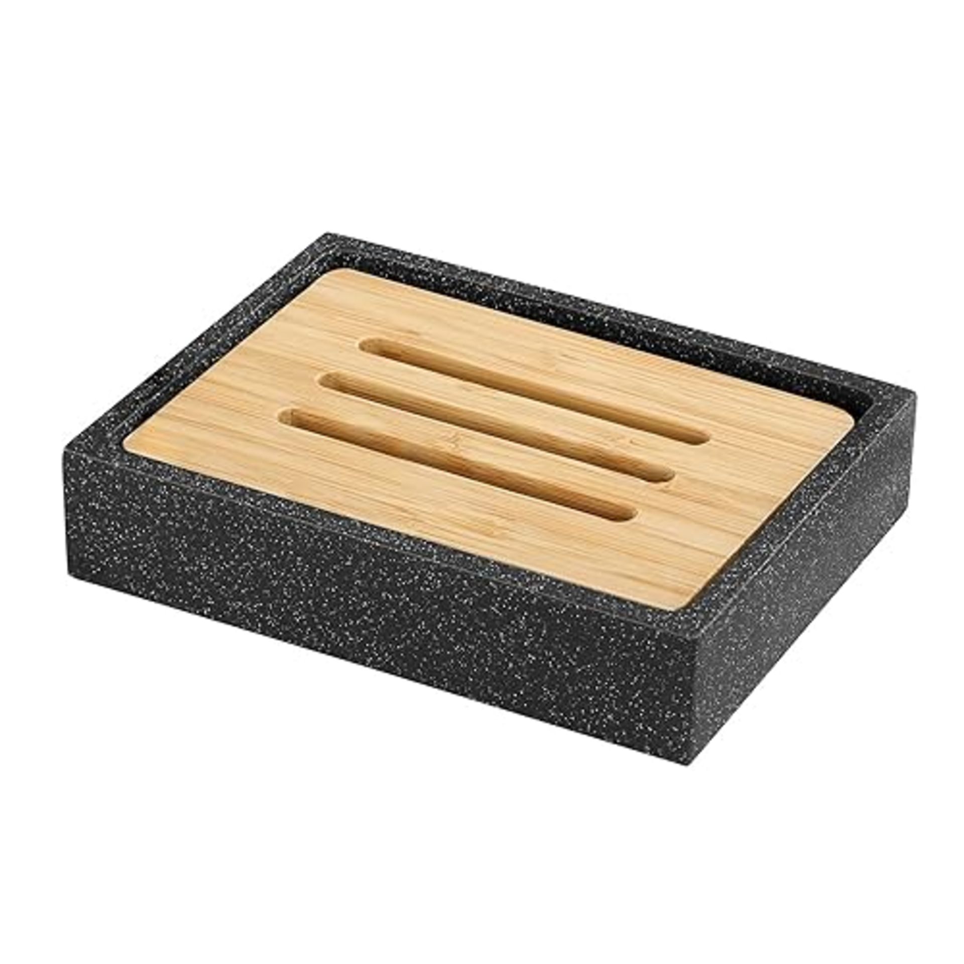 Luxspire Soap Dish Tray, Resin Soap Dish, Bamboo Soap Bar Holder Box for Shower Kitchen Sink, Doubl