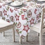 LinTimes Christmas Table Cloth Wipe Clean Tablecloth Water Resistant Tablecloth White Rectangular T