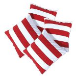 Set of 4 Cushion Cover 18 x 18" (45 x 45 cm) Red & White Stripe with Invisible Zipper Cotton Linen 