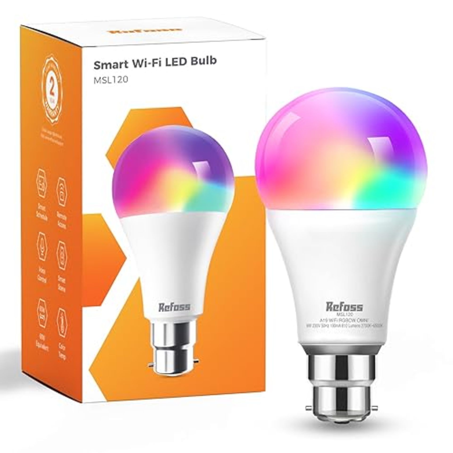 Refoss Smart Light Bulb Alexa b22 Bayonet WiFi Led Bulb 9W with Colour Changing Light, 810LM Dimmab