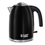 Russell Hobbs Black Stainless Steel 1.7L Cordless Electric Kettle with black handle (Fast Boil 3KW,