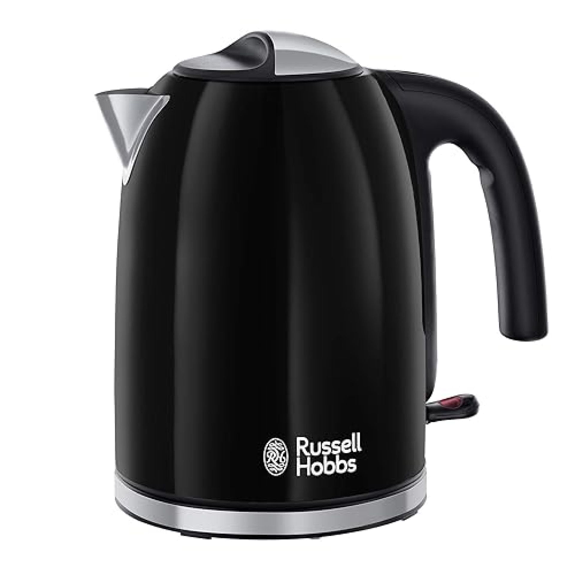 Russell Hobbs Black Stainless Steel 1.7L Cordless Electric Kettle with black handle (Fast Boil 3KW,