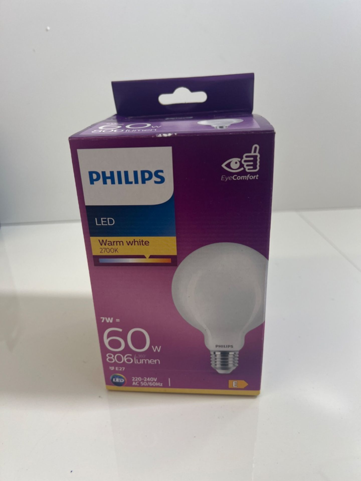 Philips LED Premium Frosted G93 Globe Light Bulb [E27 Edison Screw] 7W - 60W Equivalent, Warm White - Image 2 of 2