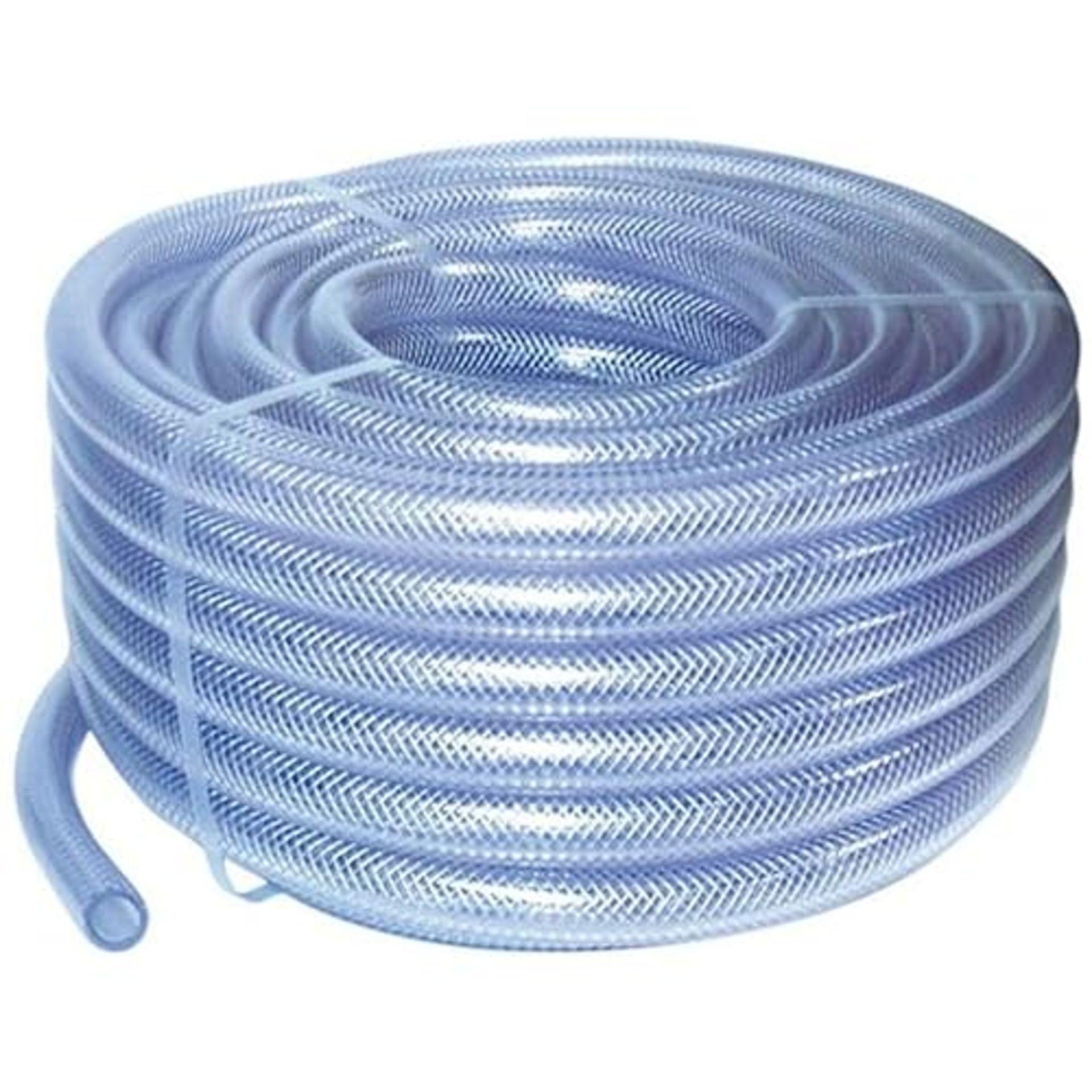 25mm ID 1 Metre Length Clear Braided PVC Hose with Synthetic Reinforcement