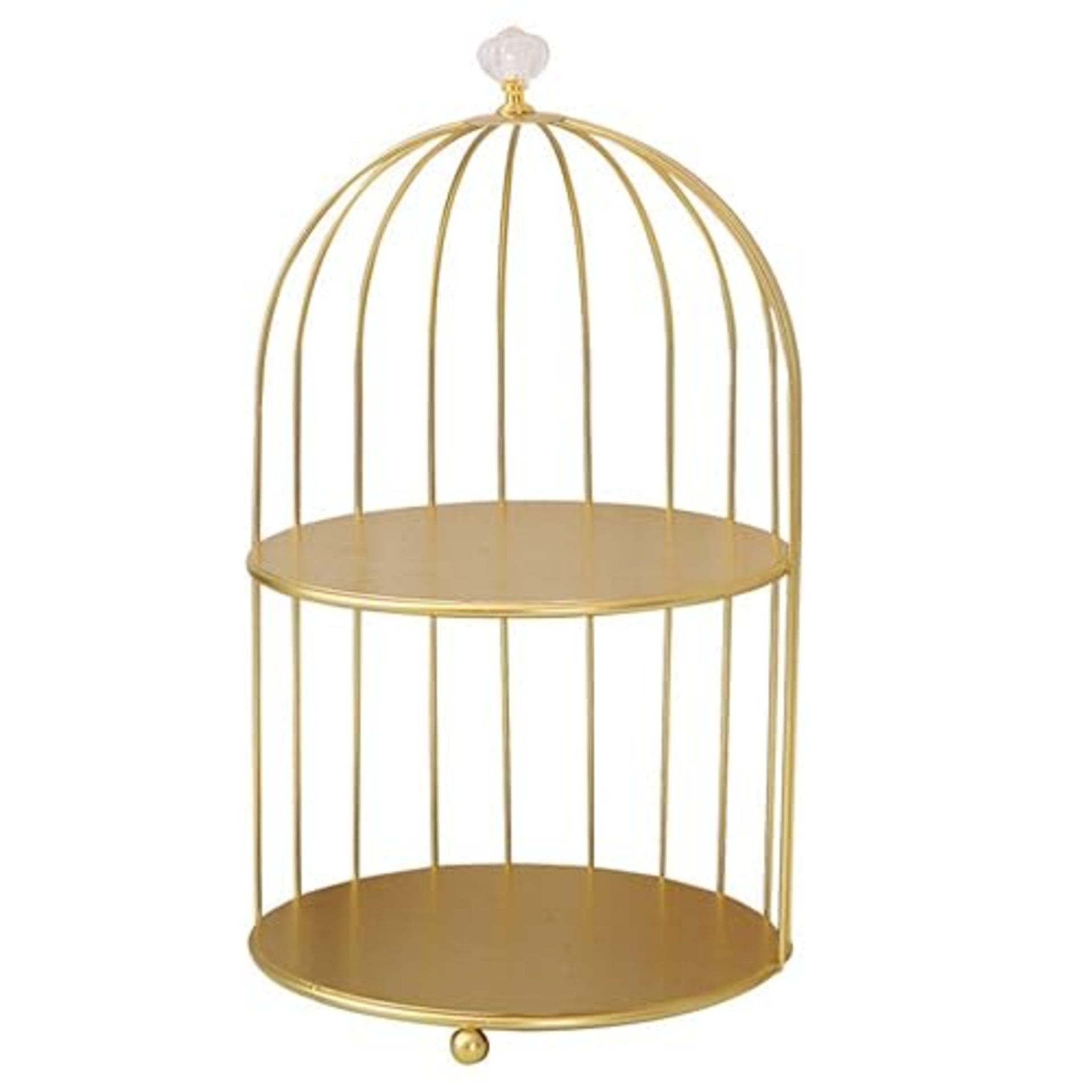 DOITOOL Metal Cupcake Stand 2- Tier Gold Cake Stands with Bird Cage Shaped for Party Dessert Fruits