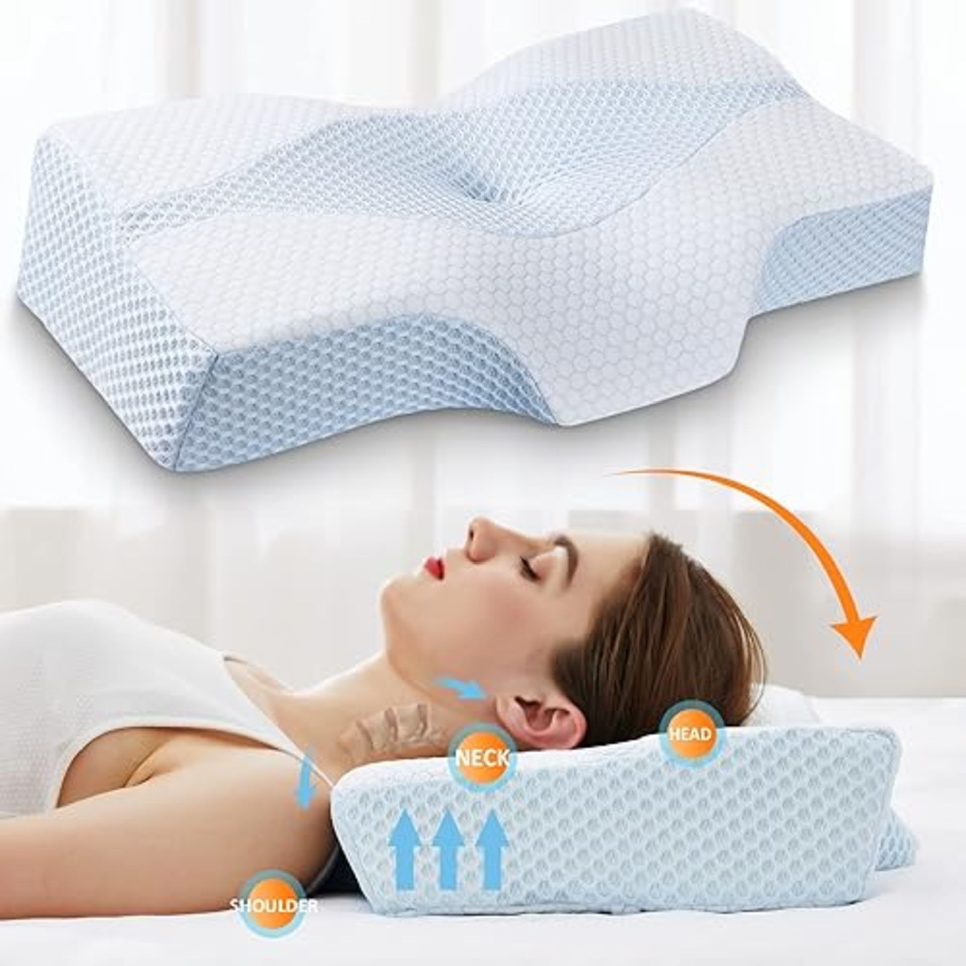 Memory Foam Pillow for Sleeping, Cervical Pillow for Neck Pain Relief, Orthopedic Contour Neck Supp