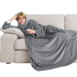 Bedsure Wearable Blanket with Sleeves Women - Warm Fleece Slanket as Gifts for Her, Cosy TV Blanket