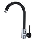 Kitchen Mixer Tap Single Lever High Arc 360 Swivel Spout with Air-in Aerator Matte Black and Chrome