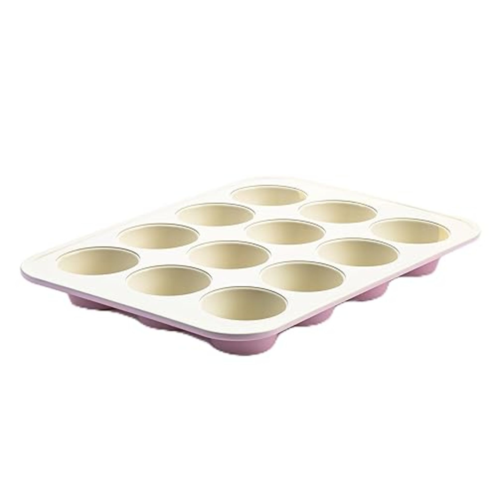 GreenLife Healthy Ceramic Non-Stick 12-Cup Muffin Tray, PFAS-Free, Pink