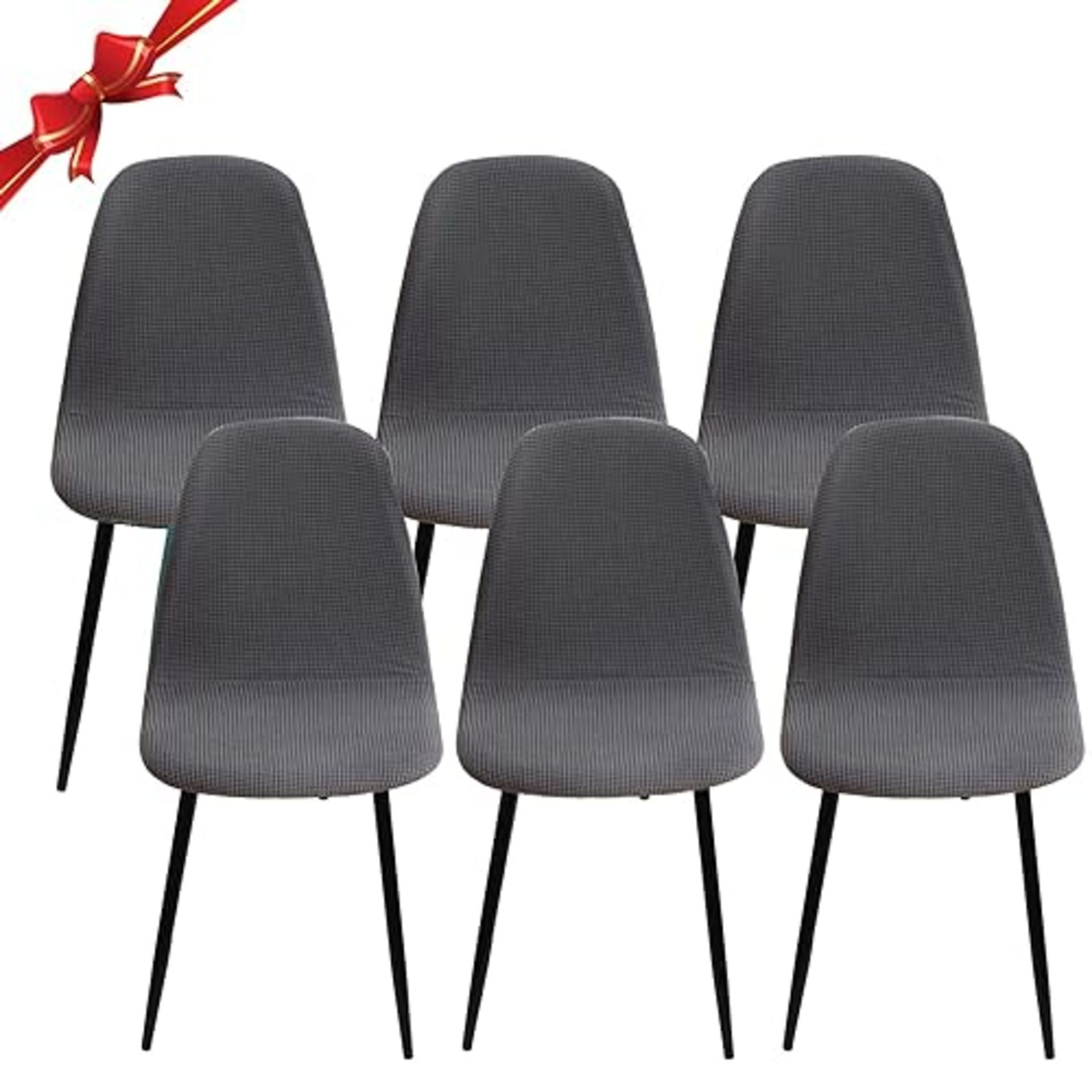 Jaotto Shell Chair Covers Set of 6,Stretch Shell Dining Chair Slipcovers,Jacquard Scandinavian Dini
