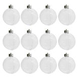 Mr Crimbo Pack of 12 DIY Christmas Baubles Clear Fillable Balls Arts Crafts 8cm