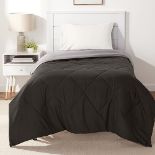 Amazon Basics Reversible Microfiber Comforter Blanket - Twin/Twin XL, Black / Grey