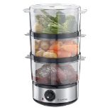 Russell Hobbs 3 Tier Electric Food Steamer, 7L, Stackable baskets for easy storage, Dishwasher safe
