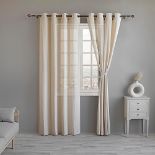 LINENWALAS Natural Cotton Linen Sheer Curtains 108 inch Length, Grommet Top, Light Filtering Sheer 