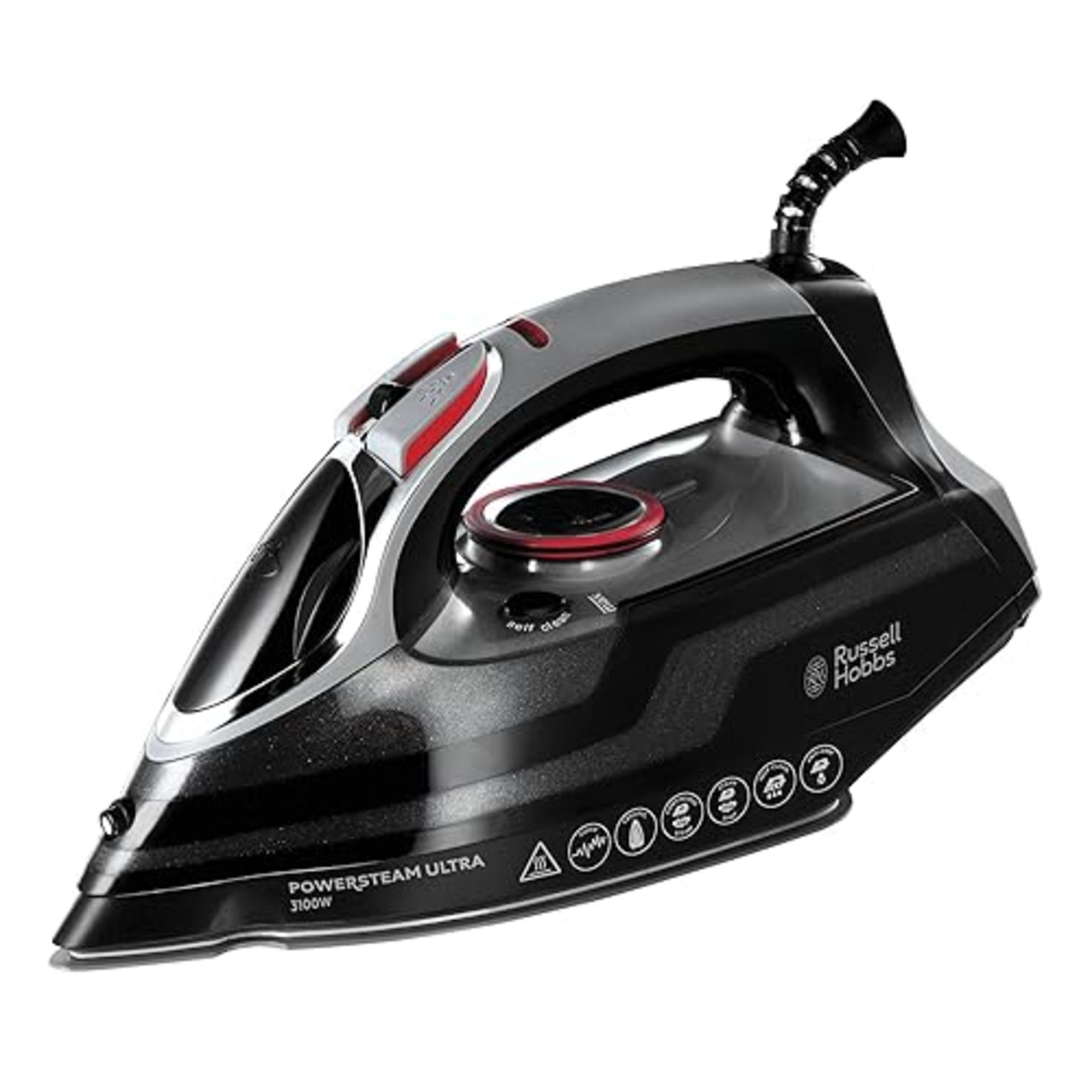 Russell Hobbs Power Steam Ultra Iron, Ceramic Non-stick soleplate, 210g Steam Shot, 70g Continuous 