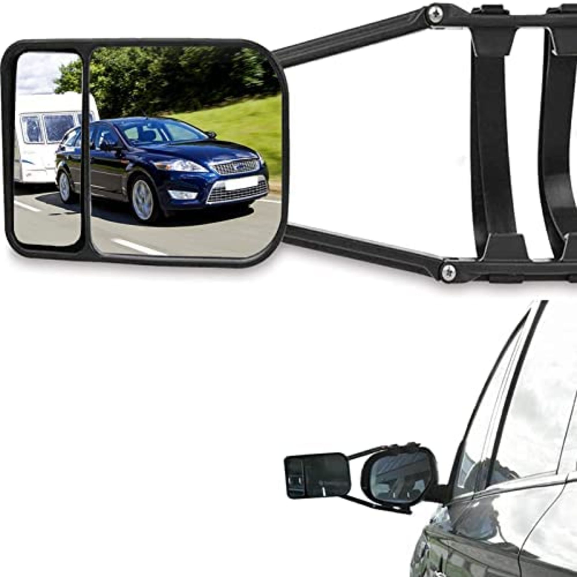 Car Towing Mirror - Riloer Caravan External Mirrors Trailer Extension Towing Dual Glass Long Arm Wi