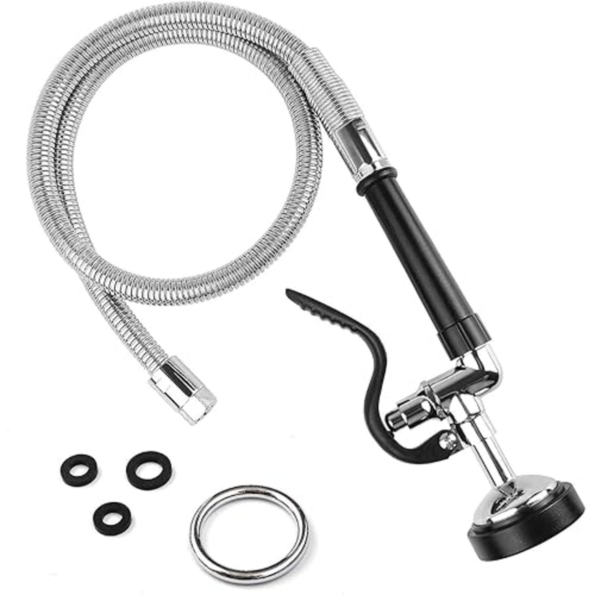 Pre-Rinse Replacement Kit - High Pressure Spray Head and Stainless Steel Hose Connection for Commer