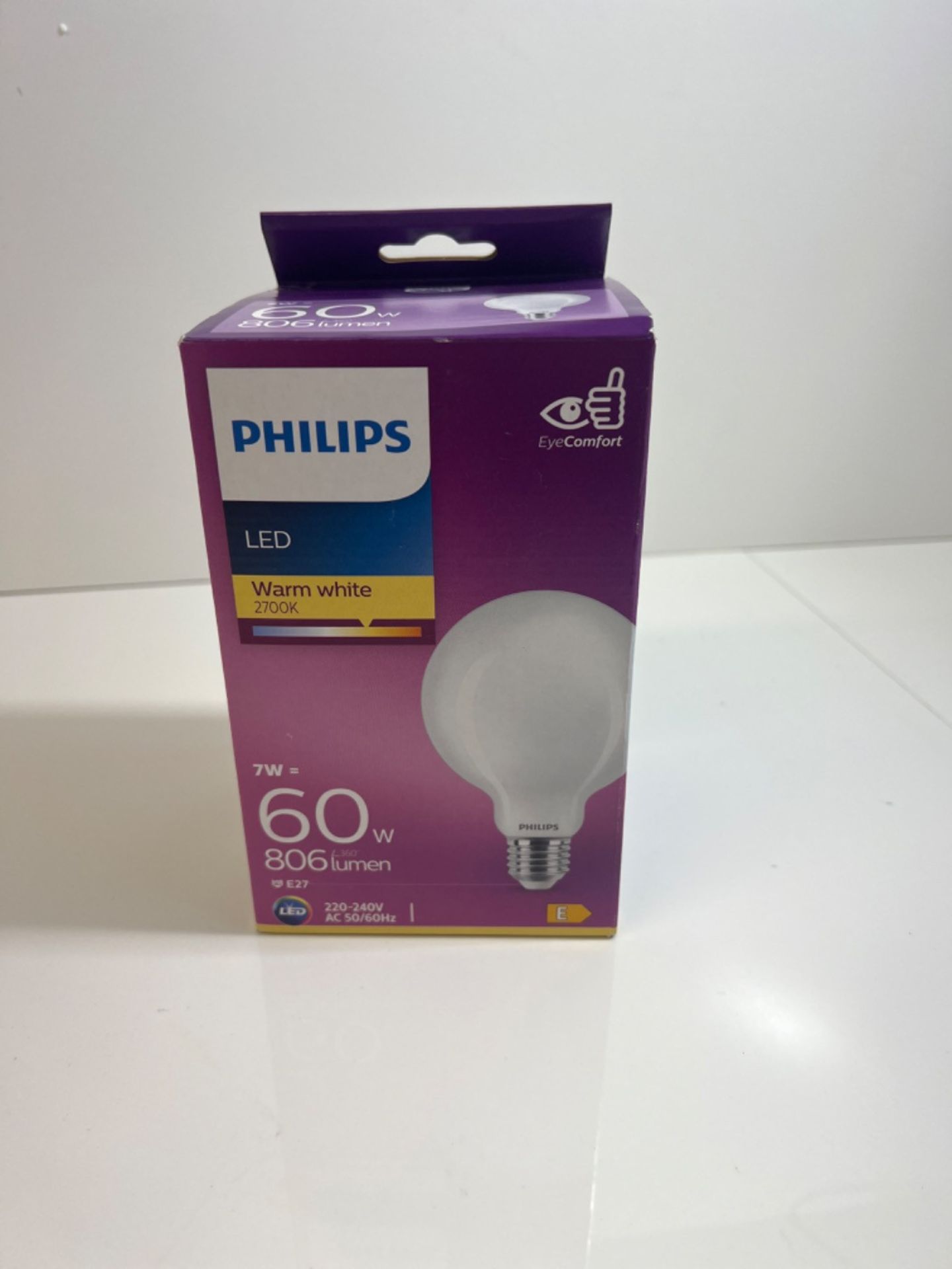 Philips LED Premium Frosted G93 Globe Light Bulb [E27 Edison Screw] 7W - 60W Equivalent, Warm White - Image 2 of 2