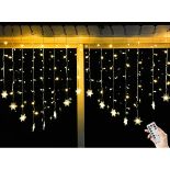 BLOOMWIN Christmas Window Lights 2m x 1m 104 LEDs Snowflakes Curtain Fairy Light Xmas Decoration Ic