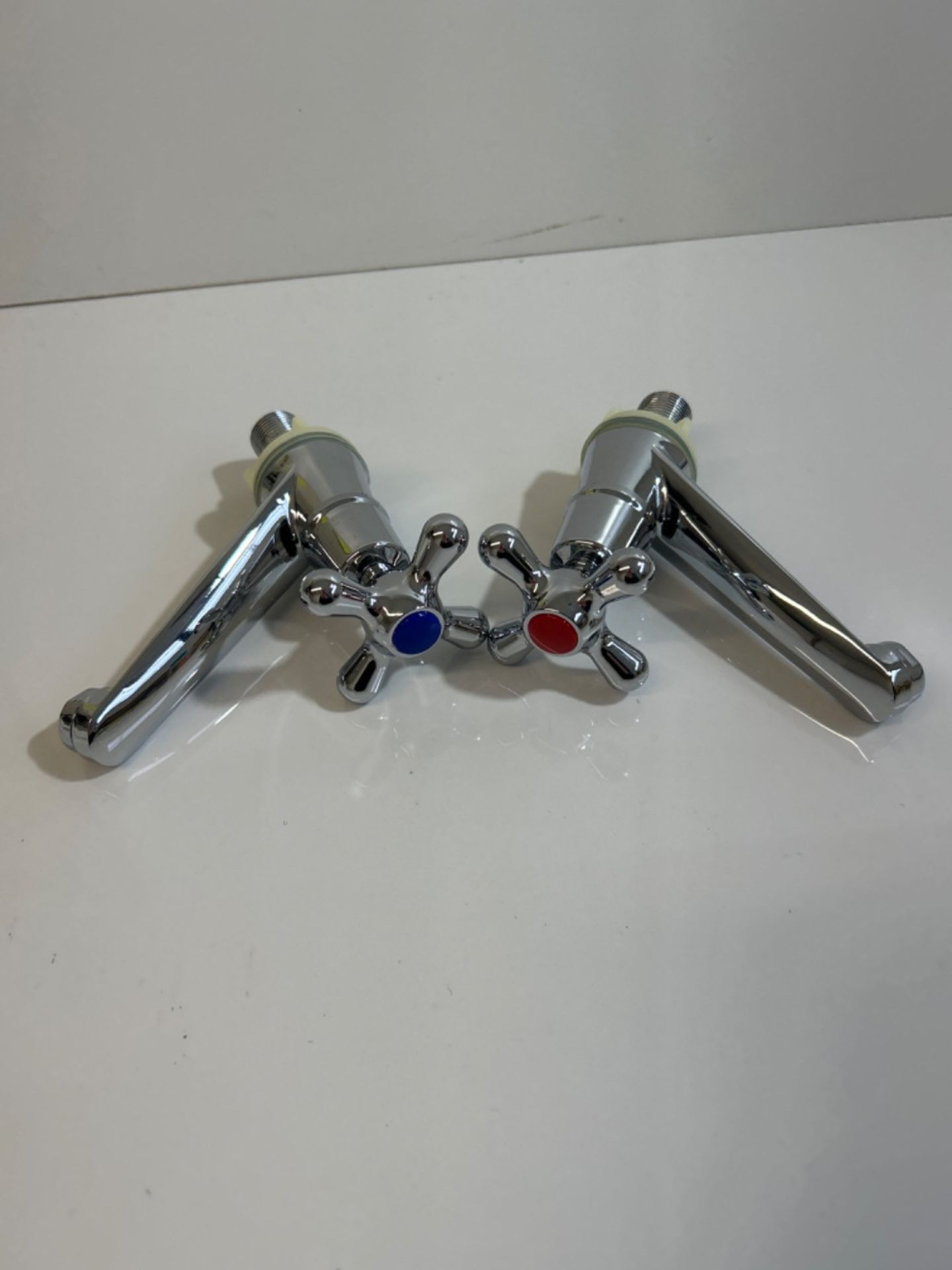 SANON 1 Pair Basin Sink Taps, Cold and Hot Water Crosshead Lever Sink Faucet for Bathroom - Image 2 of 3