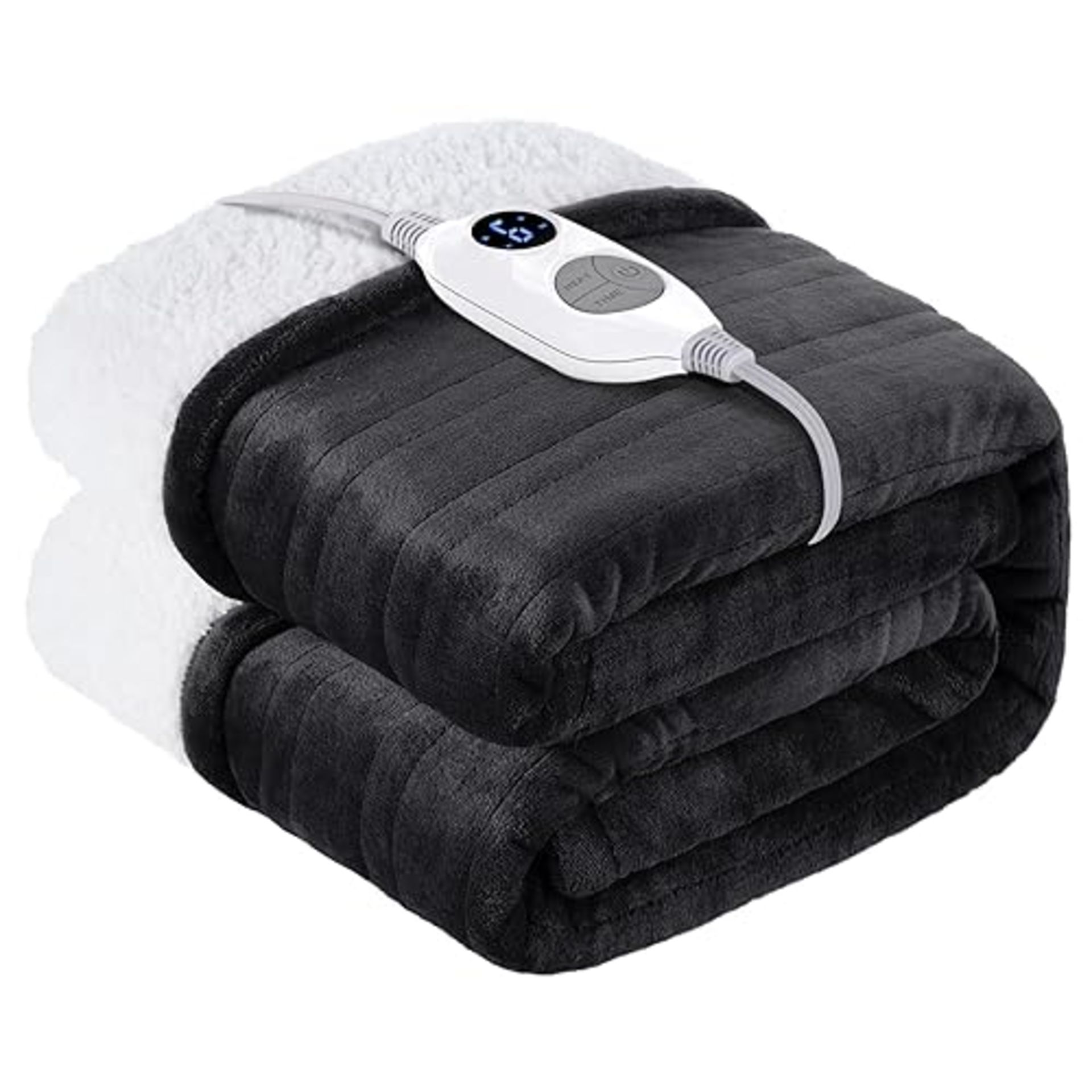 Warmrest Electric Heated Blanket Throw Flannel Sherpa, 6 Heat Levels Fast Heating, 1 to 10 Hours Au