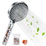 Shower Head Powerful Flow with Beads - YEAUPE PRO 130mm Filter Showerheads Pressure Boosting with 6