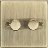 Knightsbridge CS2182AB Square Edge Antique Brass 2G 2 Way Dimmer, 230 V