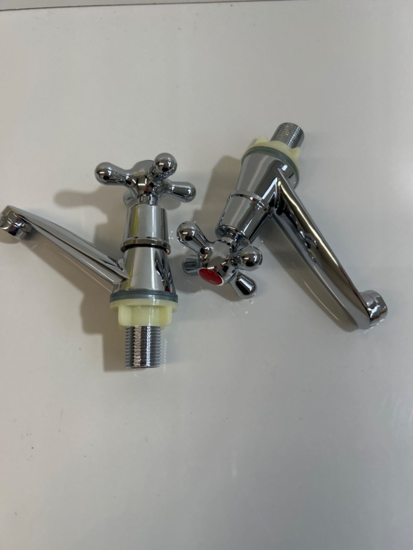 SANON 1 Pair Basin Sink Taps, Cold and Hot Water Crosshead Lever Sink Faucet for Bathroom - Image 3 of 3