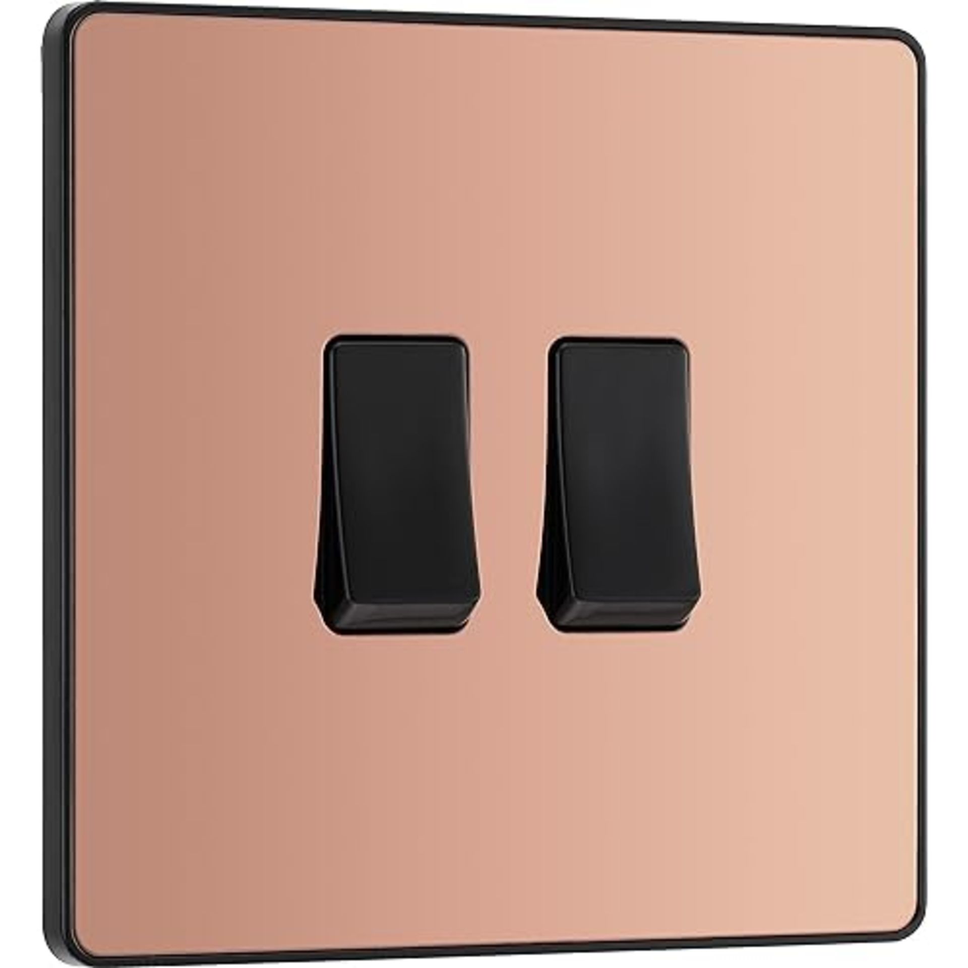 BG Electrical Evolve Double Light Switch, 20A, 2 Way, Polished Copper