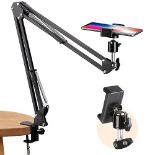 TARION Overhead Tripod Mount Articulating Arm Phone Holder Video Webcam Stand Lazy Arm Clamp Table 
