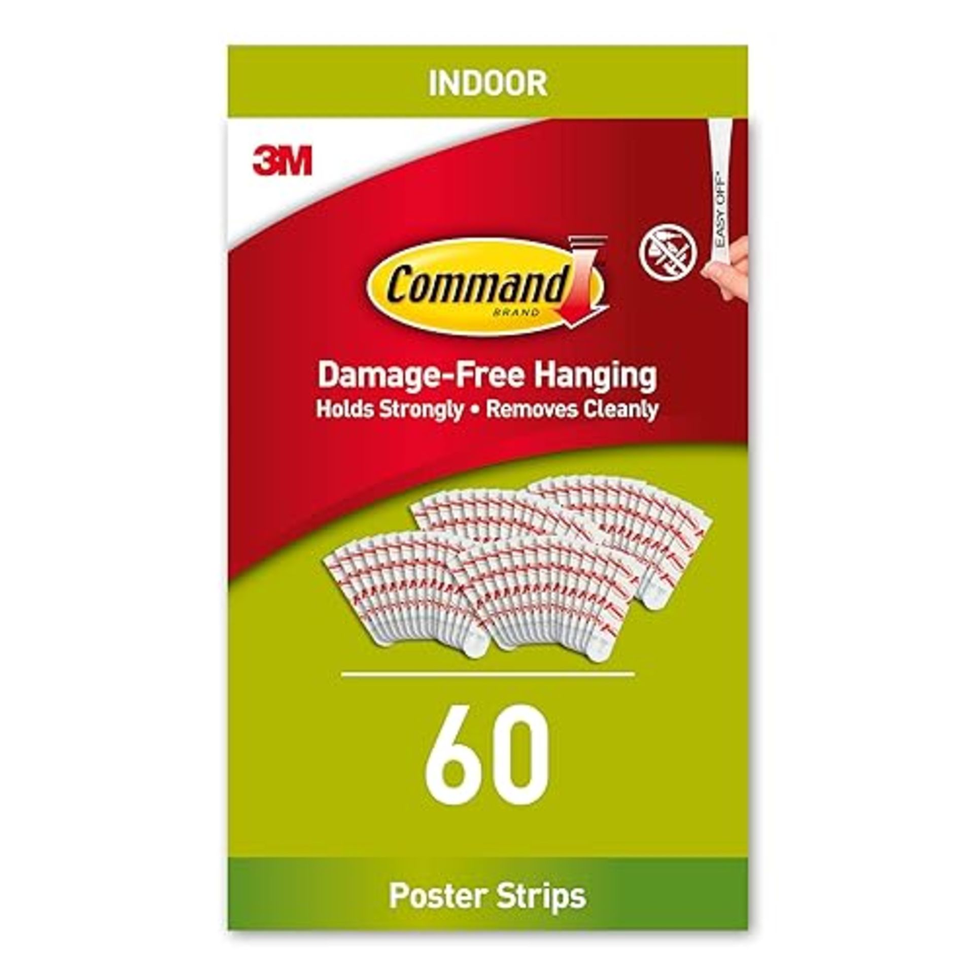 Command Poster Strips, Value Pack, 60 Adhesive Strips, White - Ideal for Hanging Posters, Schedules