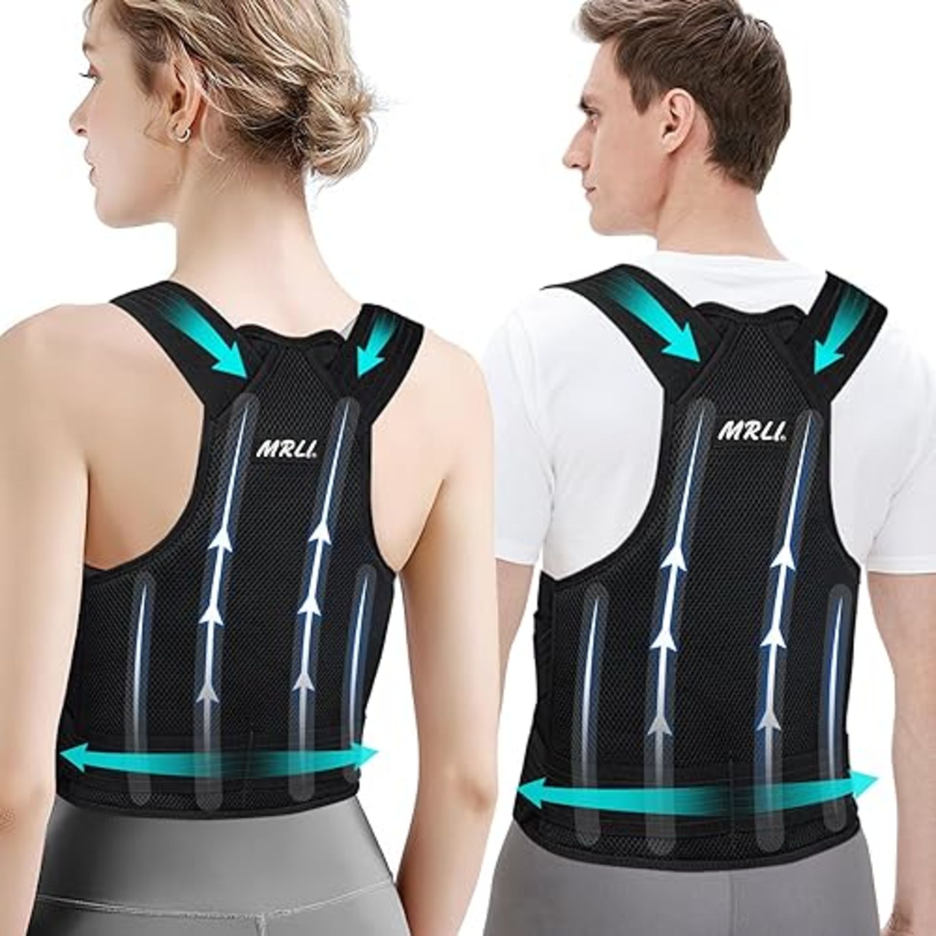 Back Support Brace Posture Corrector: Adjustable Shoulder Lumbar Belt For Women and Men - Upper Bac