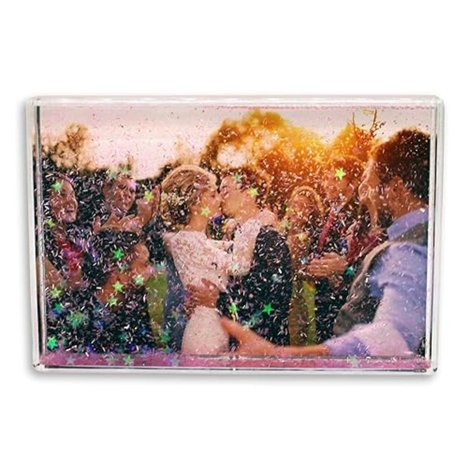 Glitter Photo Frame Block Clear Acrylic 4x6 - Ideal Personalised Gifts, Stocking Fillers, Christmas