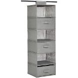 Amazon Basics Hanging Closet Shelf With 3 Removable Drawers, 6-Tier, Gray, 17.5D x 34.5W x 31H cm