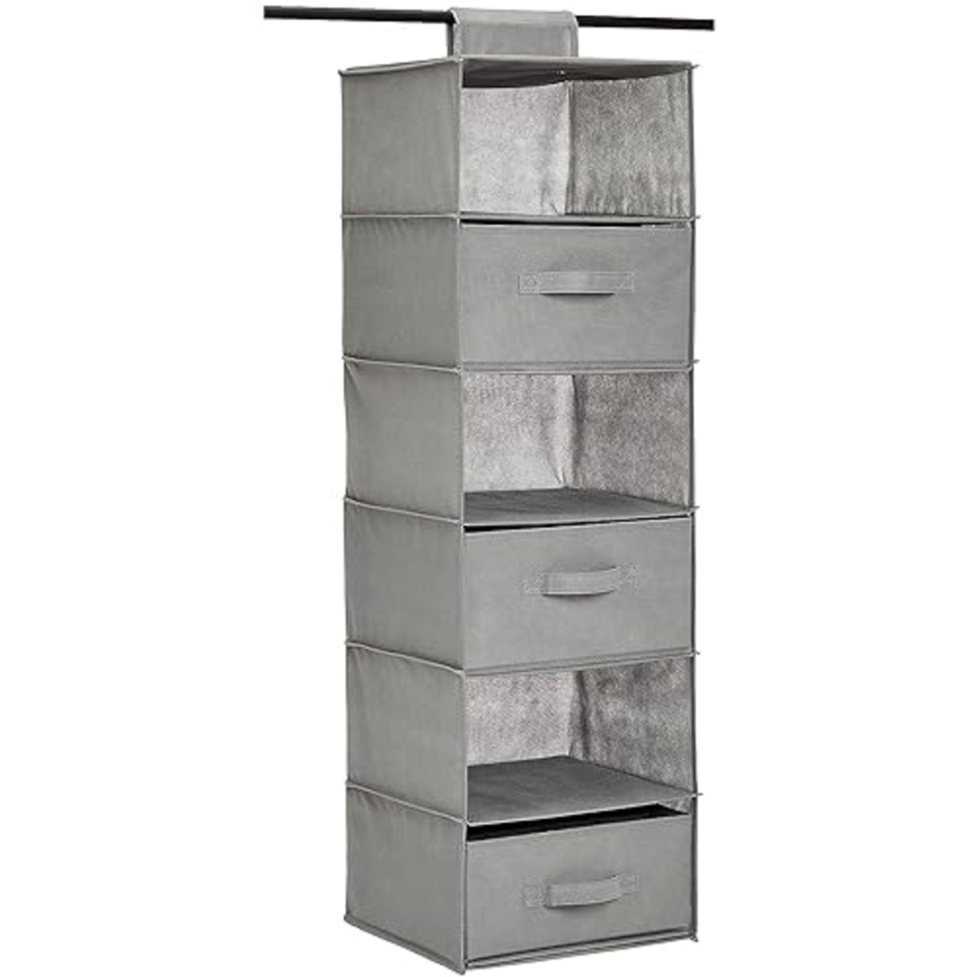 Amazon Basics Hanging Closet Shelf With 3 Removable Drawers, 6-Tier, Gray, 17.5D x 34.5W x 31H cm