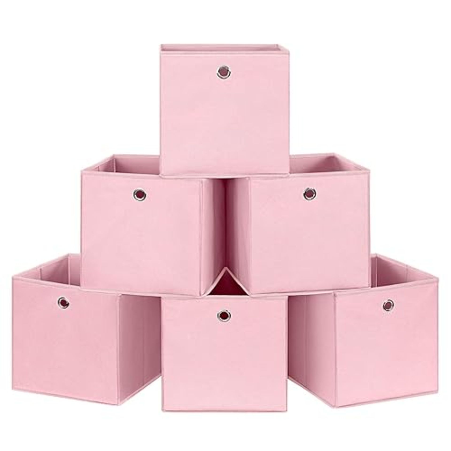 SONGMICS Set of 6 Foldable Storage Boxes, Fabric Storage Cubes, Clothes Organiser, Toy Bins with Gr