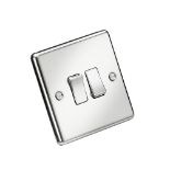 Knightsbridge CL3PC 10AX 2G 2 Way Plate Switch - Rounded Edge Polished Chrome