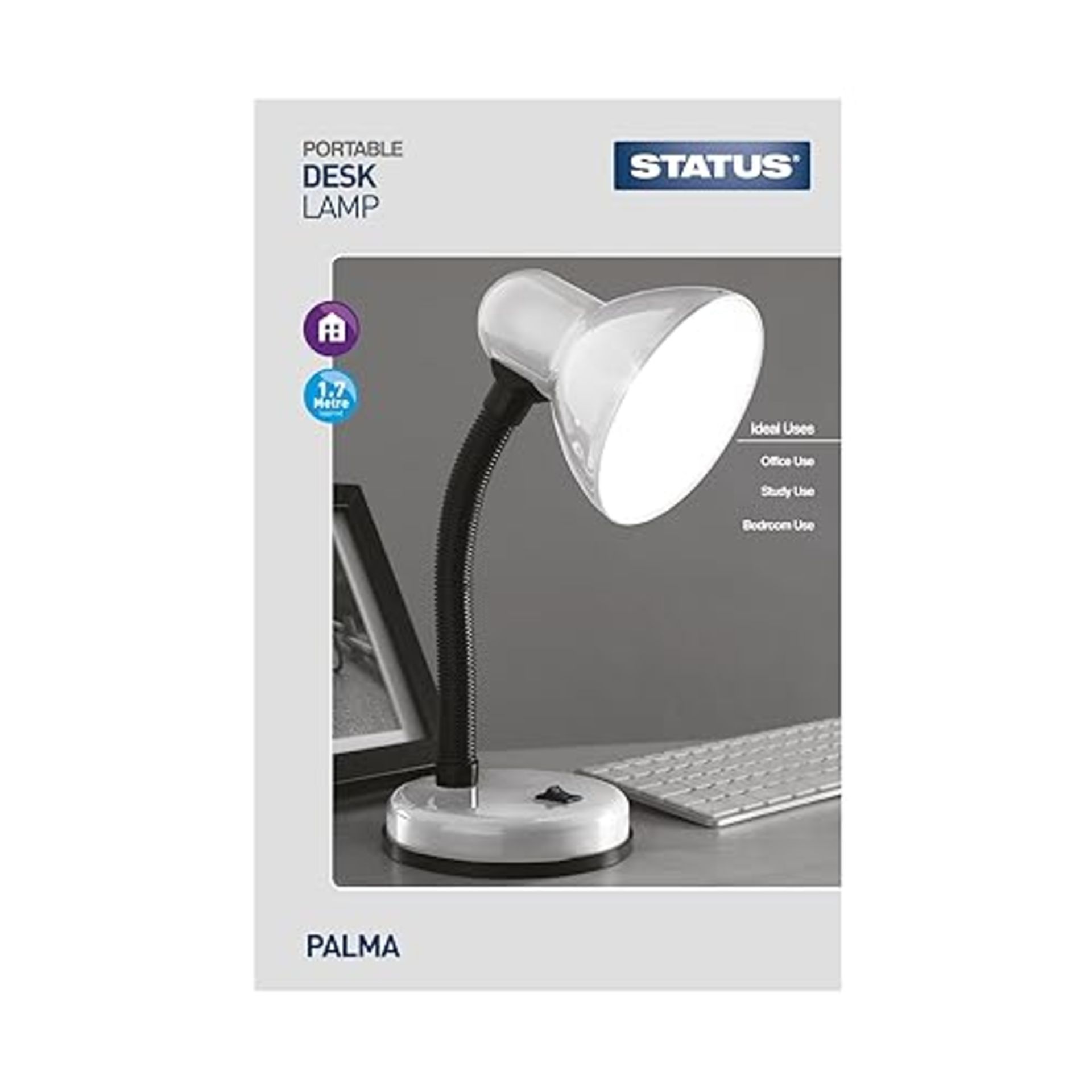 Status Palma Desk Lamp | Flexible Desk Light | Silver Desk Lamp | Study, Office, Bedroom | SBDL2028