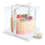 Hileyu Transparent Cake Box Clear Cake Box Plastic Gift Boxes with Lids Double Layer Cake Box Plast