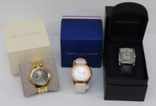Emporio Armani, a stainless steel gentleman's wrist watch, AR-0432, together with two other