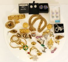 Two pairs of 10mm cultured pearl bead earstuds and a collection of costume jewellery