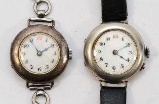 A silver manual ladies wristwatch, London 1923, 25mm and another similar, London 1917, 28mm, both