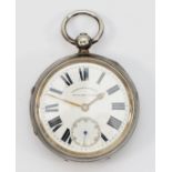 A Victorian silver open face pocket watch, Chester 1895, the dial signed Improved Patent English