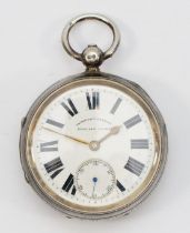 A Victorian silver open face pocket watch, Chester 1895, the dial signed Improved Patent English