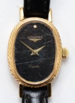 Longines, a 9ct gold quartz ladies wristwatch, London 1981, 12 x 22mm