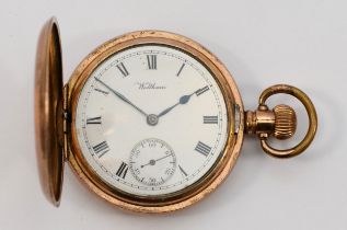 Waltham, a gold plated keyless wind full hunter pocket watch, the movement number 8742824, 50mm,